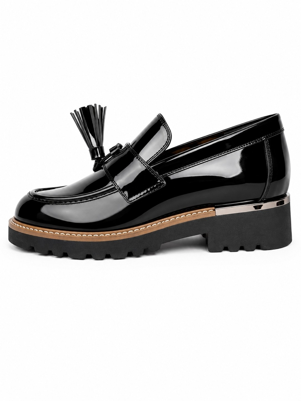Franco Sarto Black Patent Tassel Loafers - Picture 2 of 9
